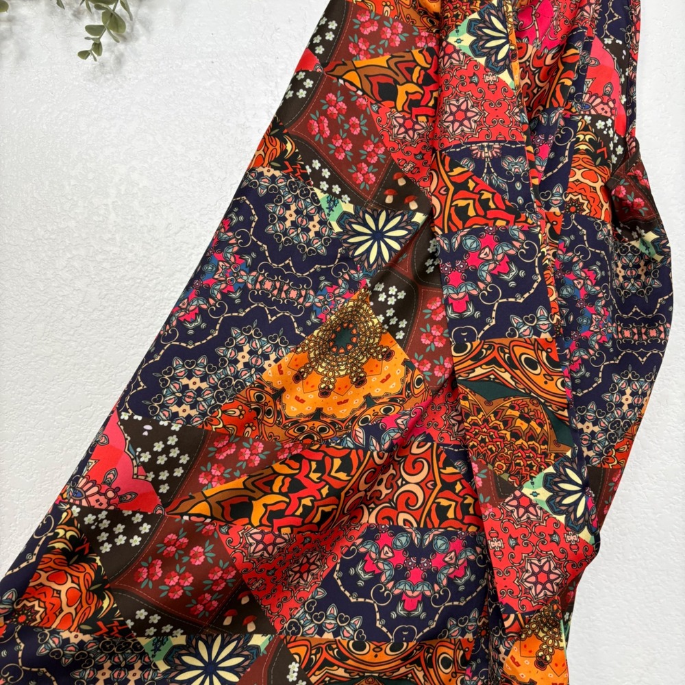 Rachel Zoe Patchwork Print Halter Neck Tie Back Tank Top Womens Large - Picture 2 of 5